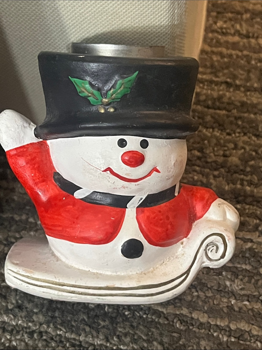 Vintage Lenox Snowman Candle holder 3.5” tall